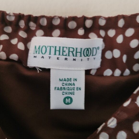 Motherhood Maternity Dress - Size M - Brown/White Polka Dots - Spaghetti Strap - Picture 2 of 4